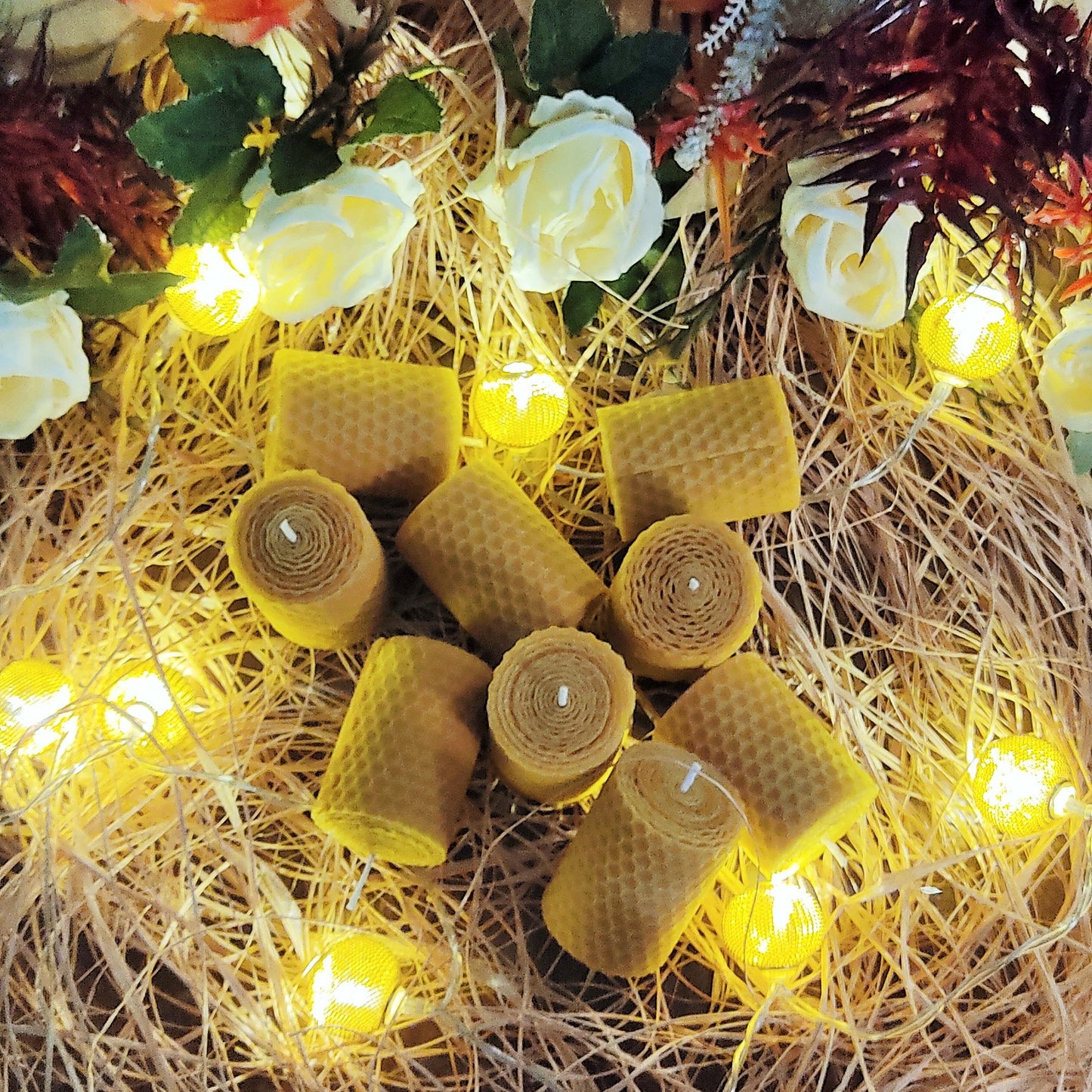 20 pcs 5x5 Honeycomb Beeswax candles, %100 pure candles