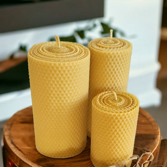 Decor Honeycomb beeswax candles Sets of 3, Gift candles Set, %100 pure beeswax candles