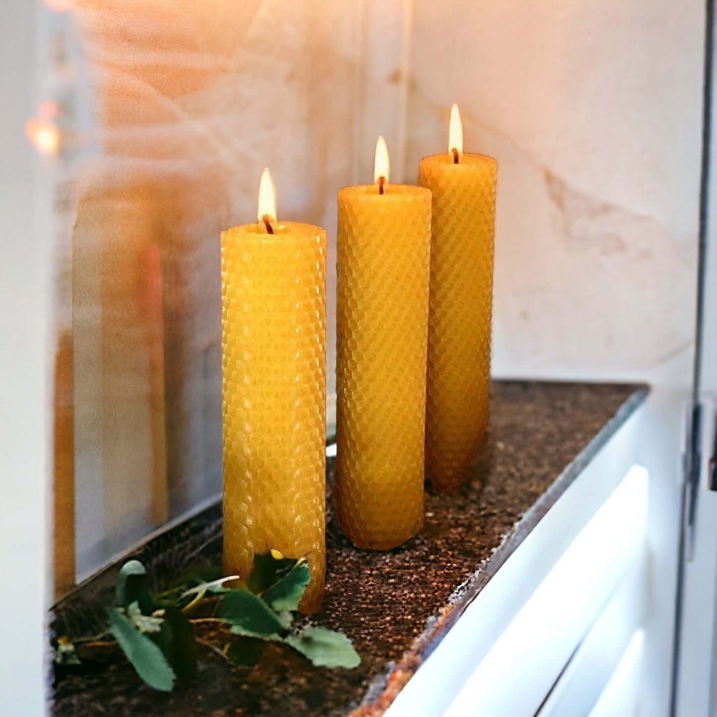 3 pcs Honeycomb Natural Beeswax Ritual Candles