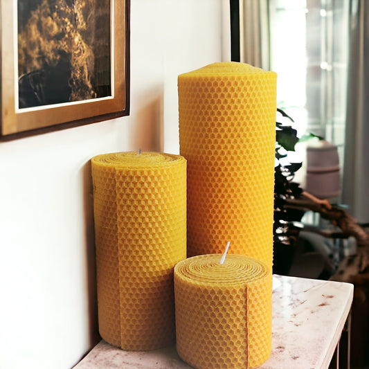 LOG Beeswax Candles Sets, Natural Beeswax candles, %100 Pure Honeycomb Candles