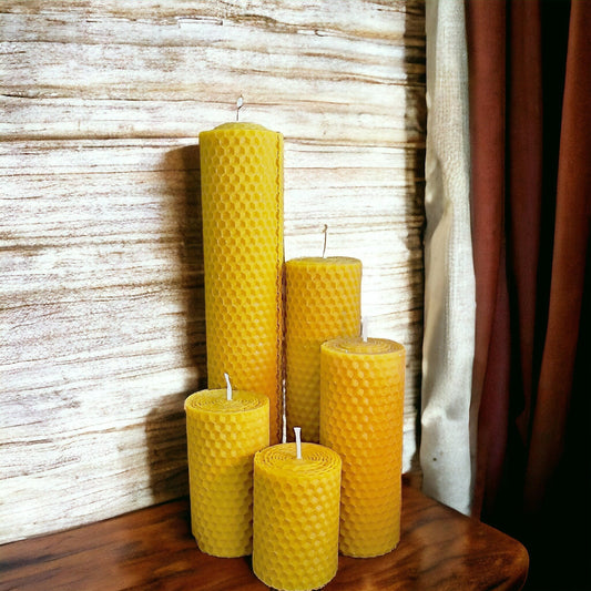 Set of 5 Beeswax candles | hand rolled beeswax candles | Ritual candles | %100 natural certified and sustainable beeswax